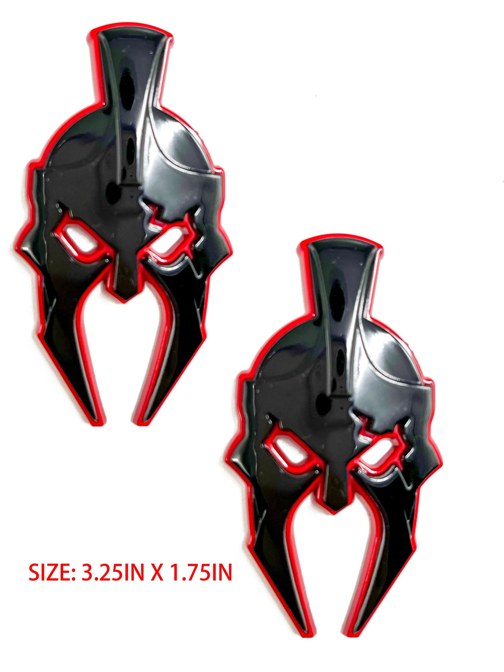 Black on Red Gladiator Spartan Helm Offroad SUV Auto Emblem Text , Jeep Wrangler Mod 3D Sticker