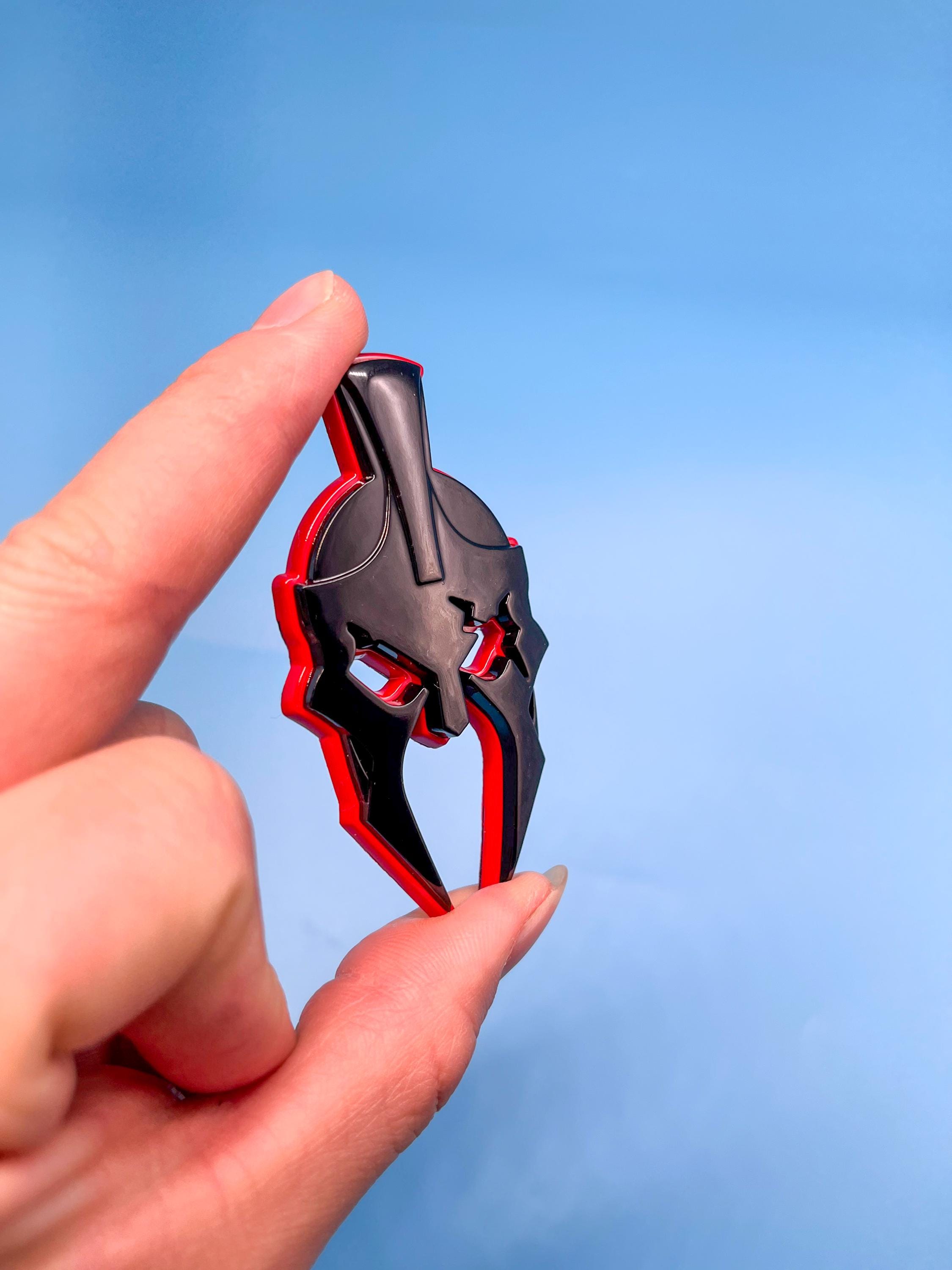 Black on Red Gladiator Spartan Helm Offroad SUV Auto Emblem Text , Jeep Wrangler Mod 3D Sticker