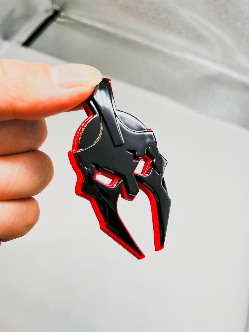 Black on Red Gladiator Spartan Helm Offroad SUV Auto Emblem Text , Jeep Wrangler Mod 3D Sticker