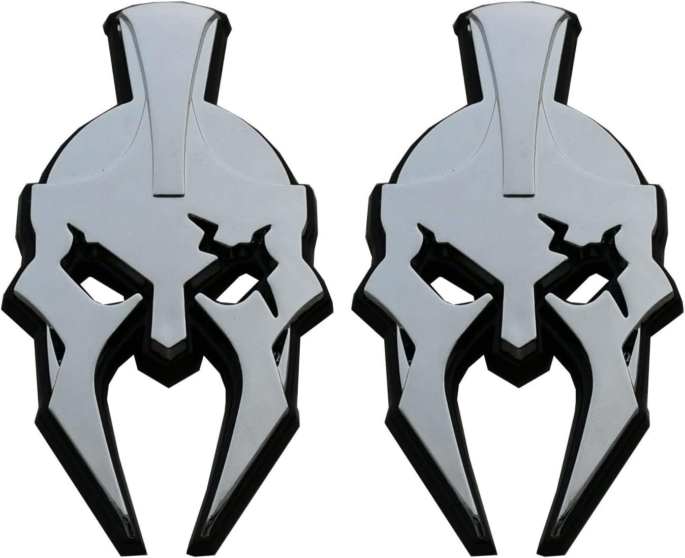 Chrome on Black Gladiator Spartan Helm Offroad SUV Auto Emblem Text , Jeep Wrangler Mod 3D Sticker