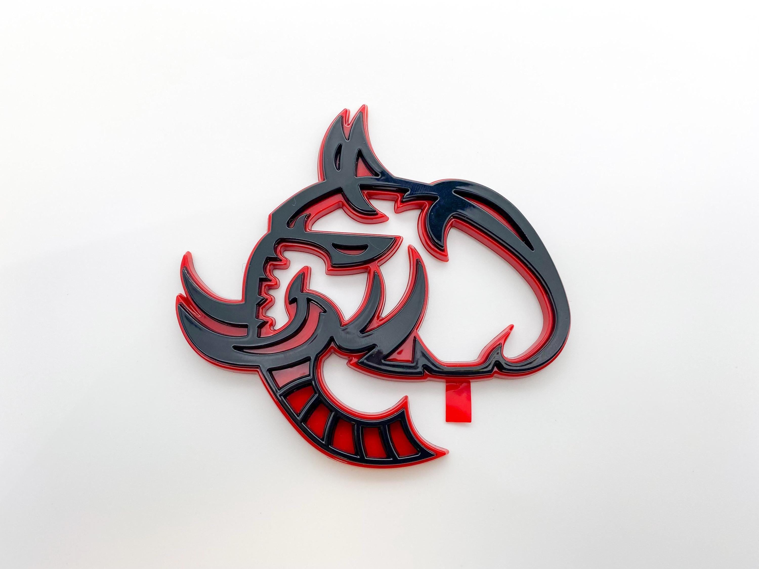 Black on Red Elephant Head Fender Left/Right Side Badge 3D Emblems Decal Stickers for Hellephant Challenger Charger TRX Silverado