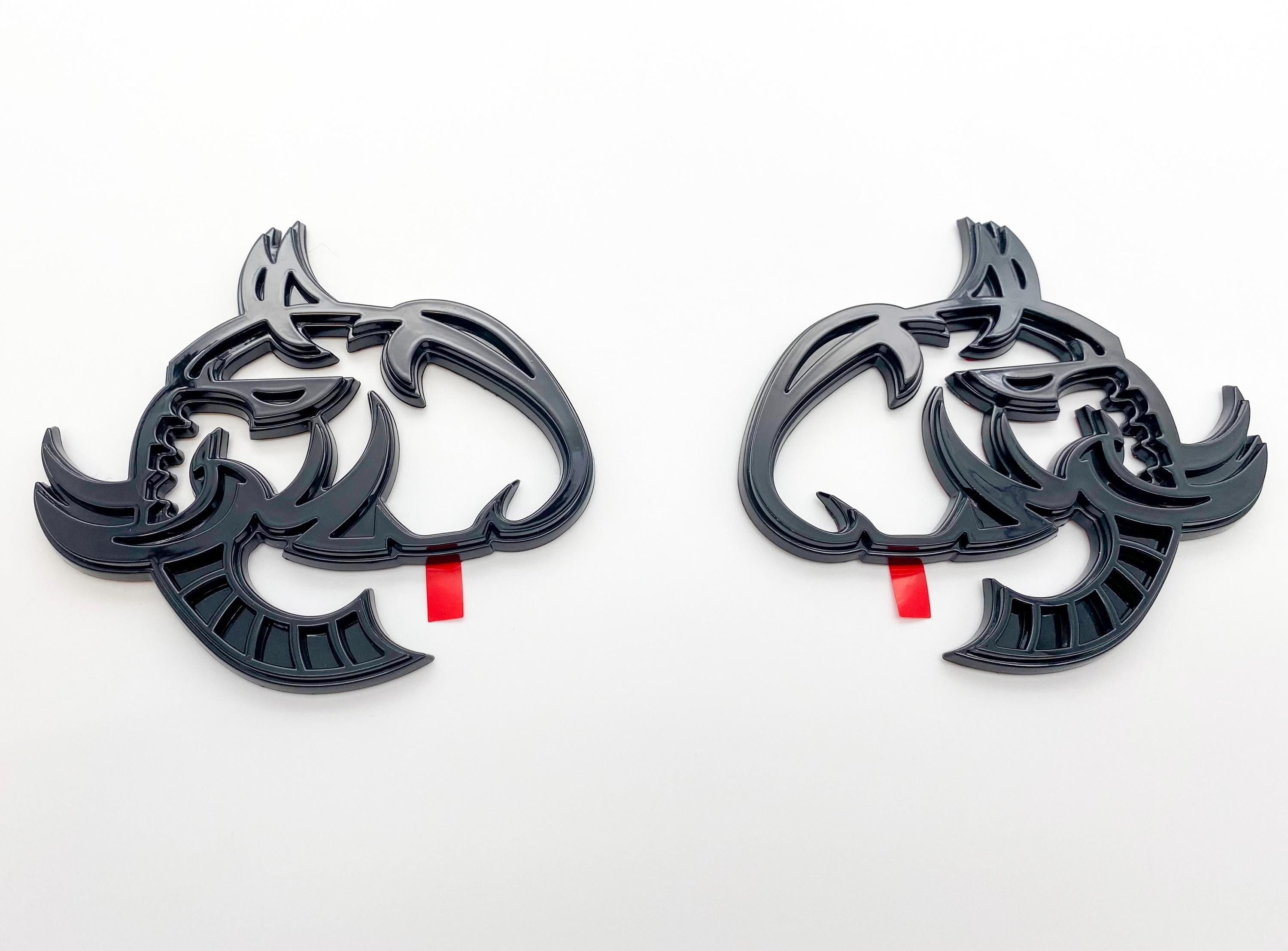 Gloss Black Elephant Head Fender Left/Right Side Badge 3D Emblems Decal Stickers for Hellephant Challenger Charger TRX Silverado