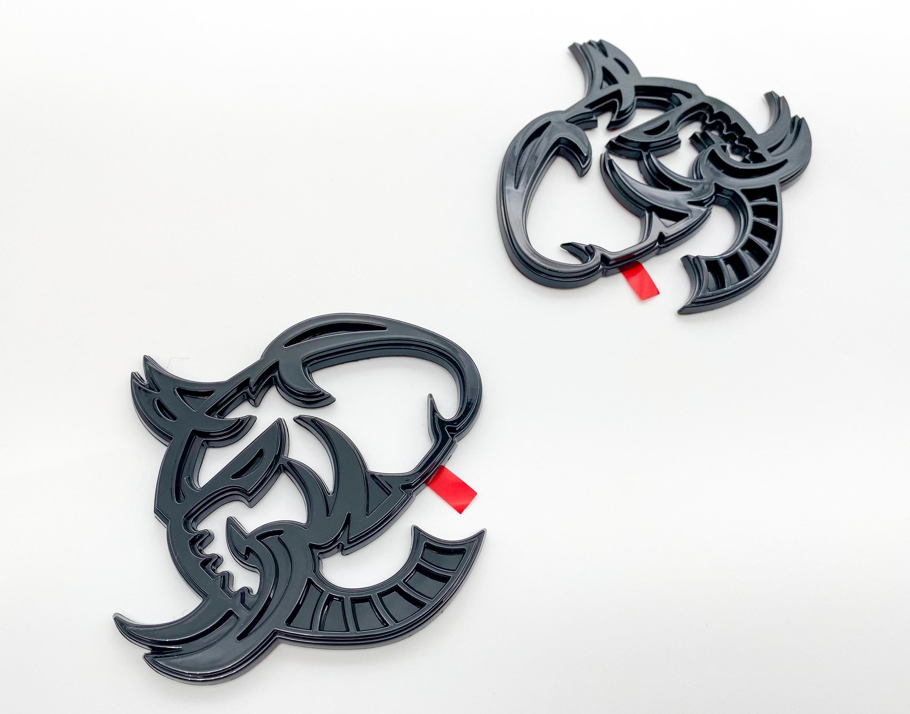 Gloss Black Elephant Head Fender Left/Right Side Badge 3D Emblems Decal Stickers for Hellephant Challenger Charger TRX Silverado