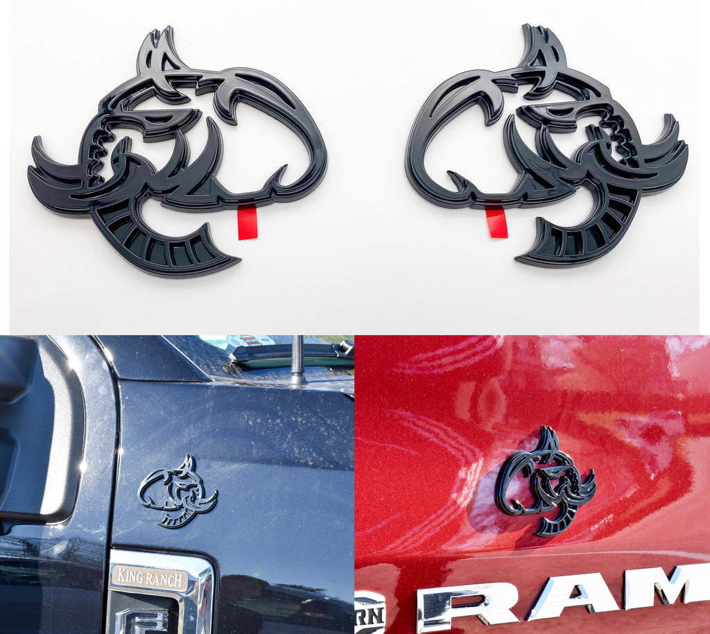 Elephant Head Fender Left/Right Side Badge 3D Emblems Decal Stickers for Hellephant Challenger Charger TRX Silverado