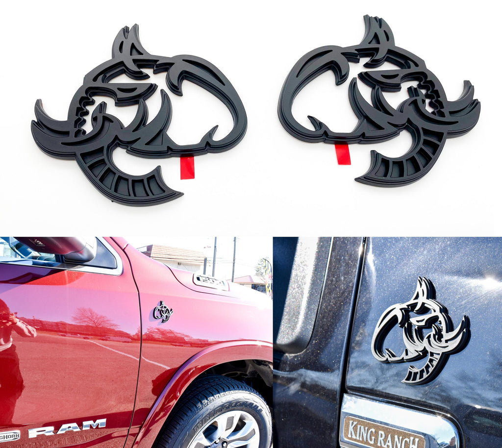 Elephant Head Fender Left/Right Side Badge 3D Emblems Decal Stickers for Hellephant Challenger Charger TRX Silverado