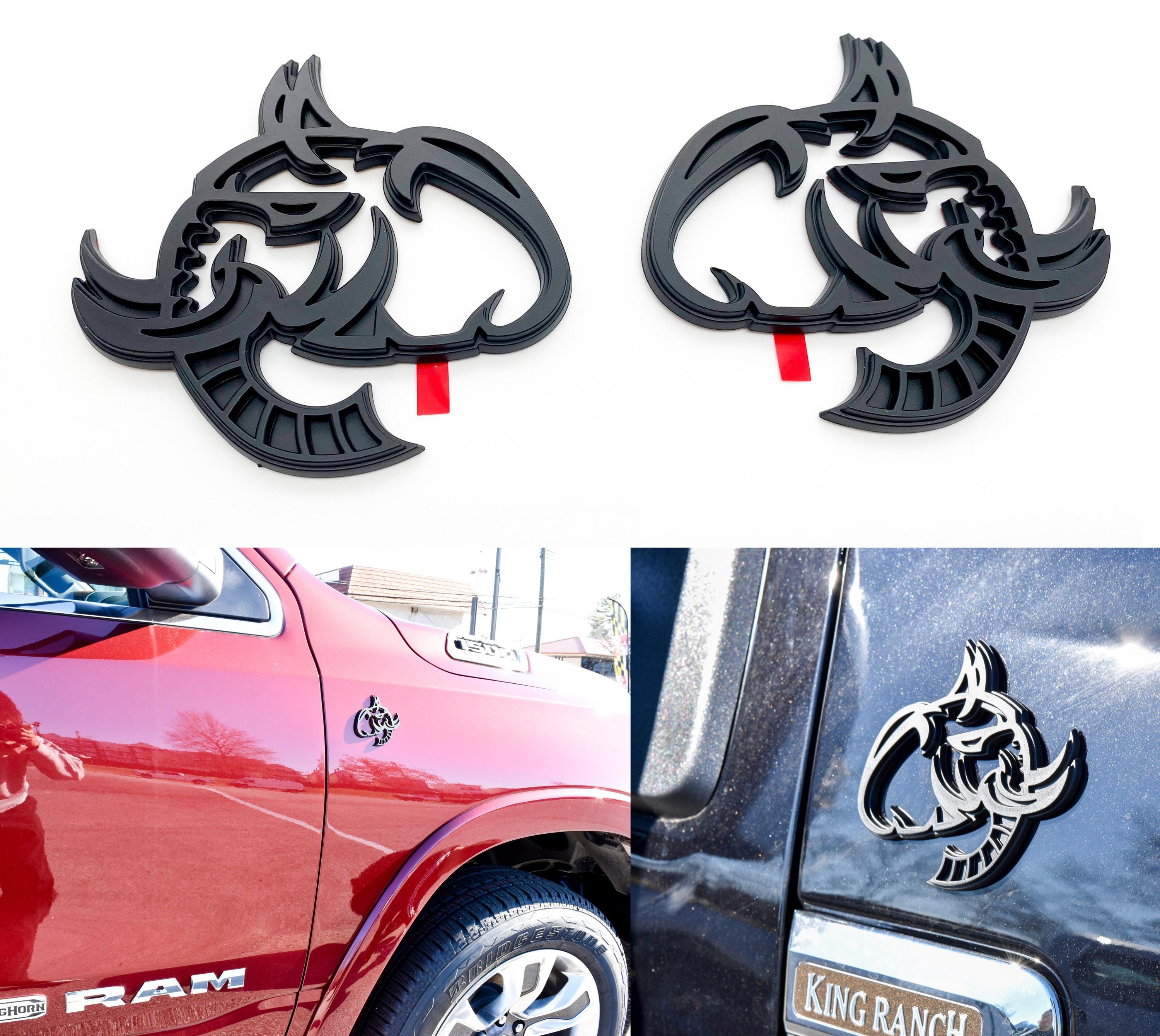 Elephant Head Fender Left/Right Side Badge 3D Emblems Decal Stickers for Hellephant Challenger Charger TRX Silverado