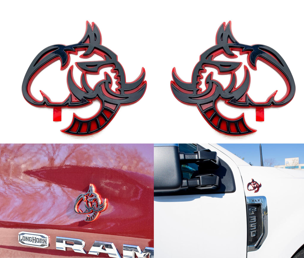 Elephant Head Fender Left/Right Side Badge 3D Emblems Decal Stickers for Hellephant Challenger Charger TRX Silverado