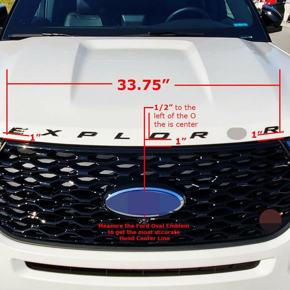 Black on Red 3D Front Hood Explorer Letters Decal Fit for 2011-2024 Explorer Model Emblem Badge