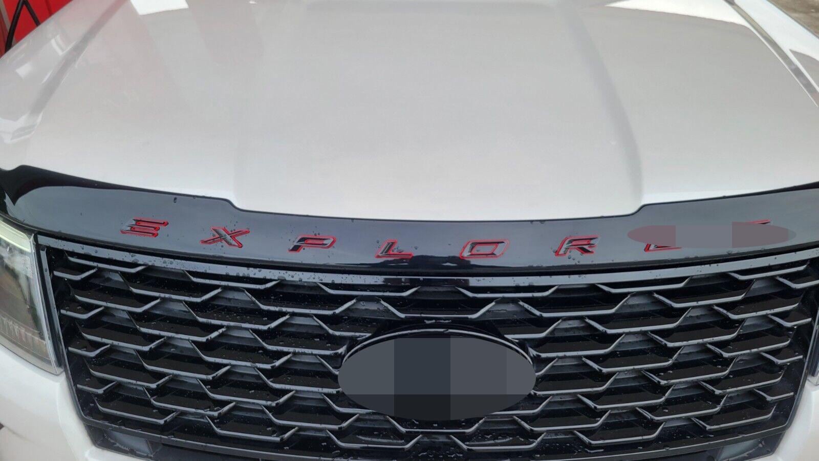 Black on Red 3D Front Hood Explorer Letters Decal Fit for 2011-2024 Explorer Model Emblem Badge