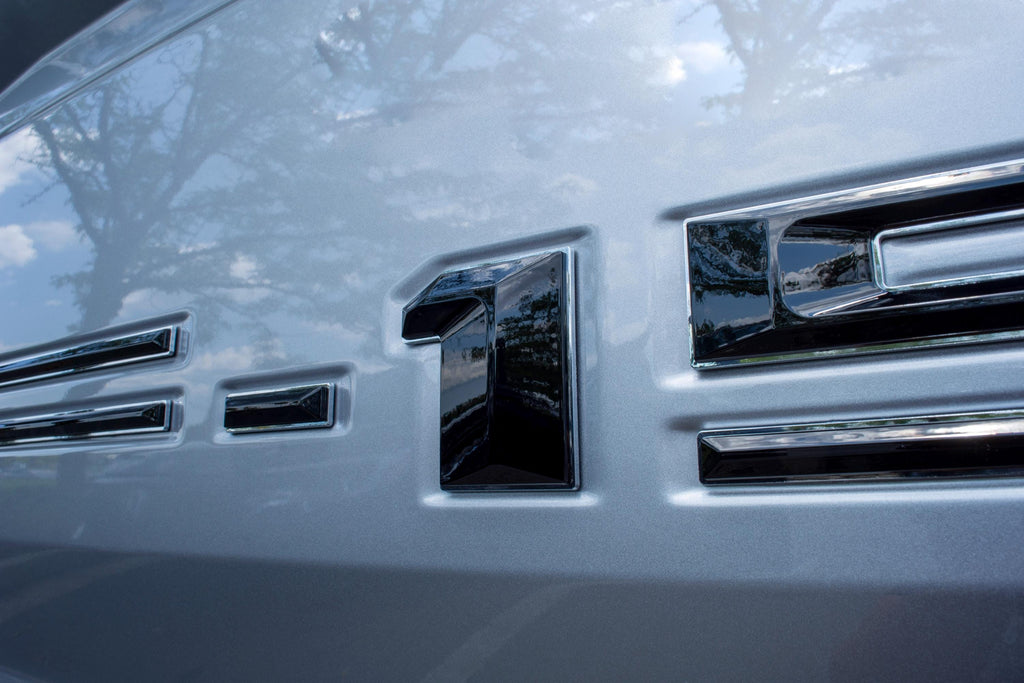 Black on Chrome Raised Tailgate Insert Letters Tailgate Letters Insert Plastic ABS Badge Fits 2021-2025 Ford F-150 F150 Tailgate