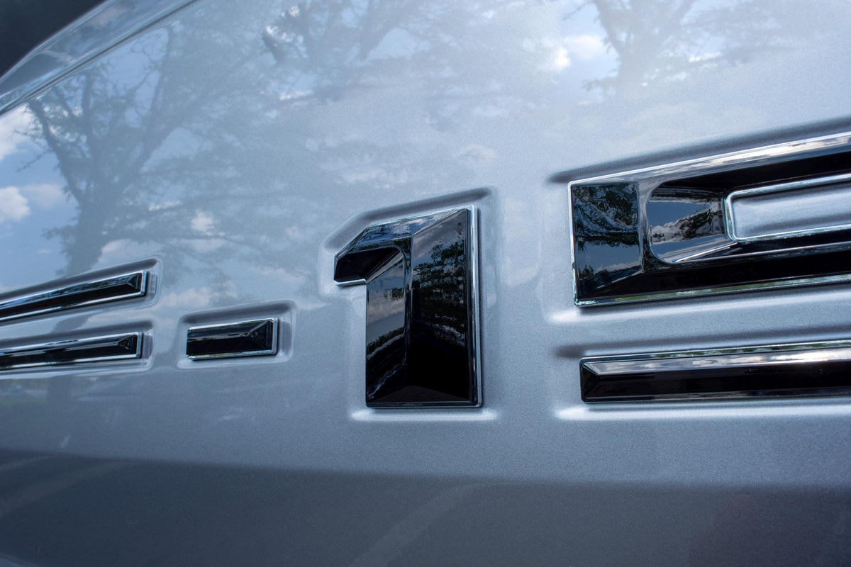 Black on Chrome Raised Tailgate Insert Letters Tailgate Letters Insert Plastic ABS Badge Fits 2021-2025 Ford F-150 F150 Tailgate