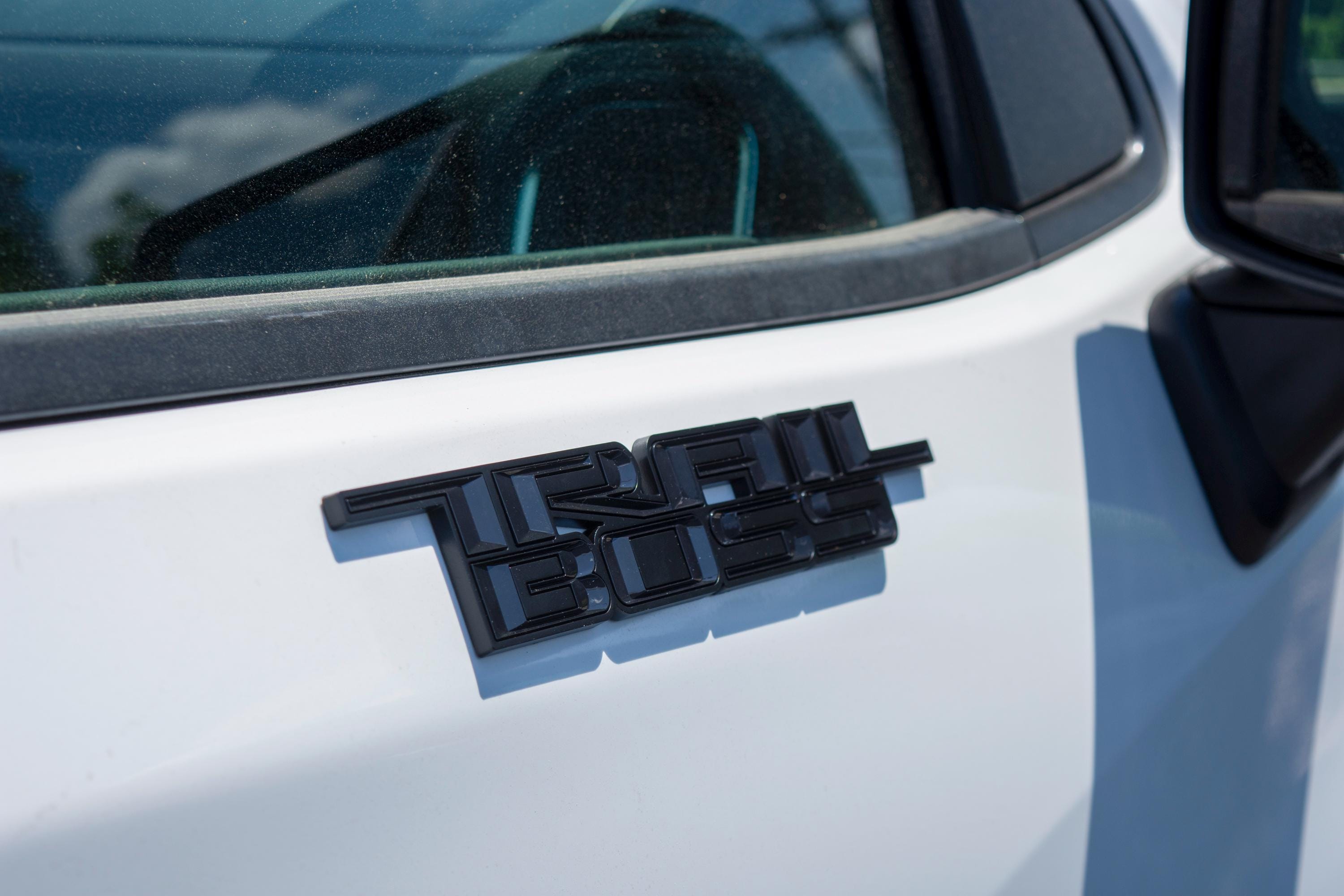 Black Custom 1/8" Thick Trailboss Bedside Emblem Badge with Adhesive - 12'' x 1.8'' - ABS Plastic