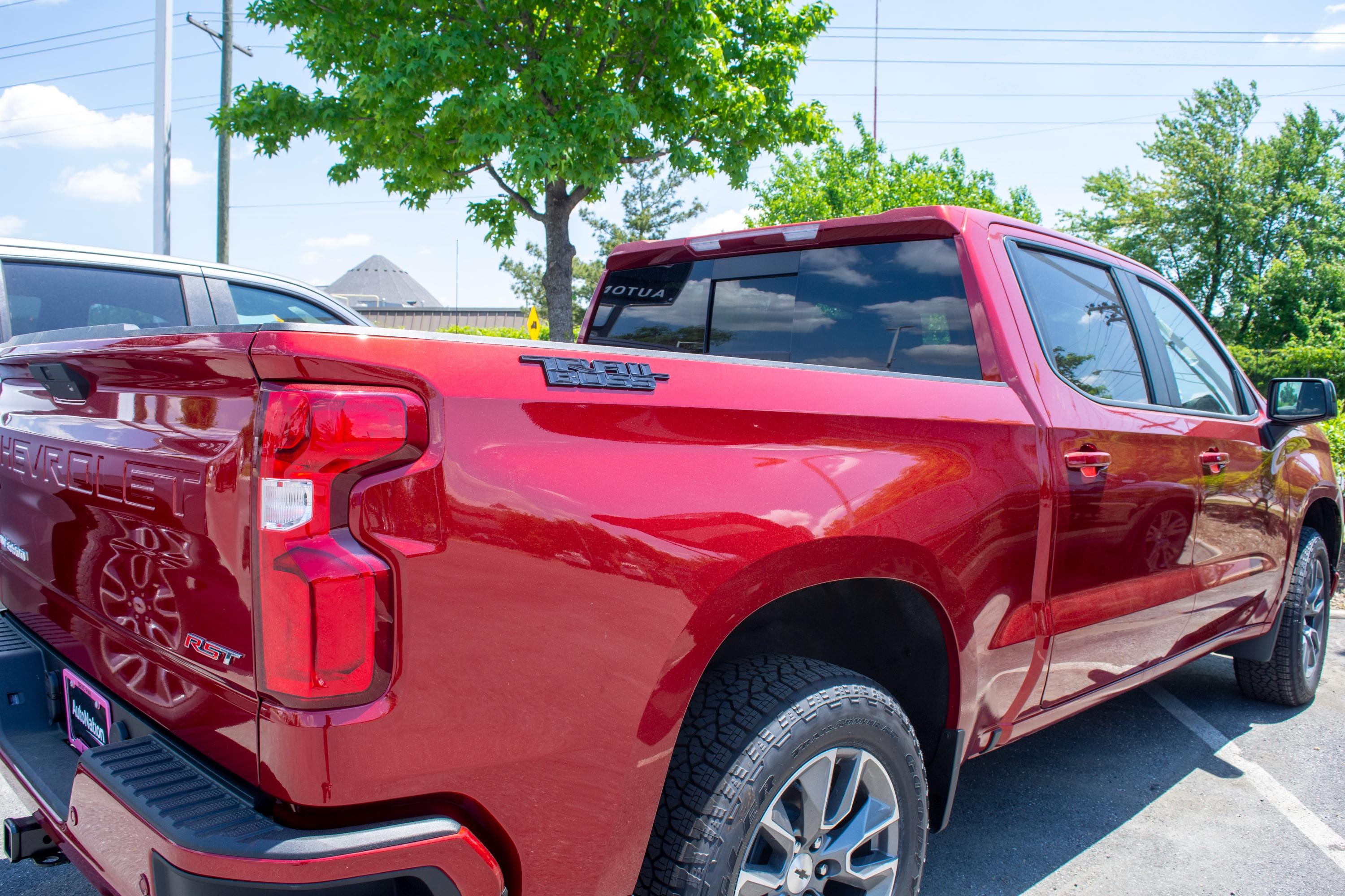 Black Custom 1/8" Thick Trailboss Bedside Emblem Badge with Adhesive - 12'' x 1.8'' - ABS Plastic