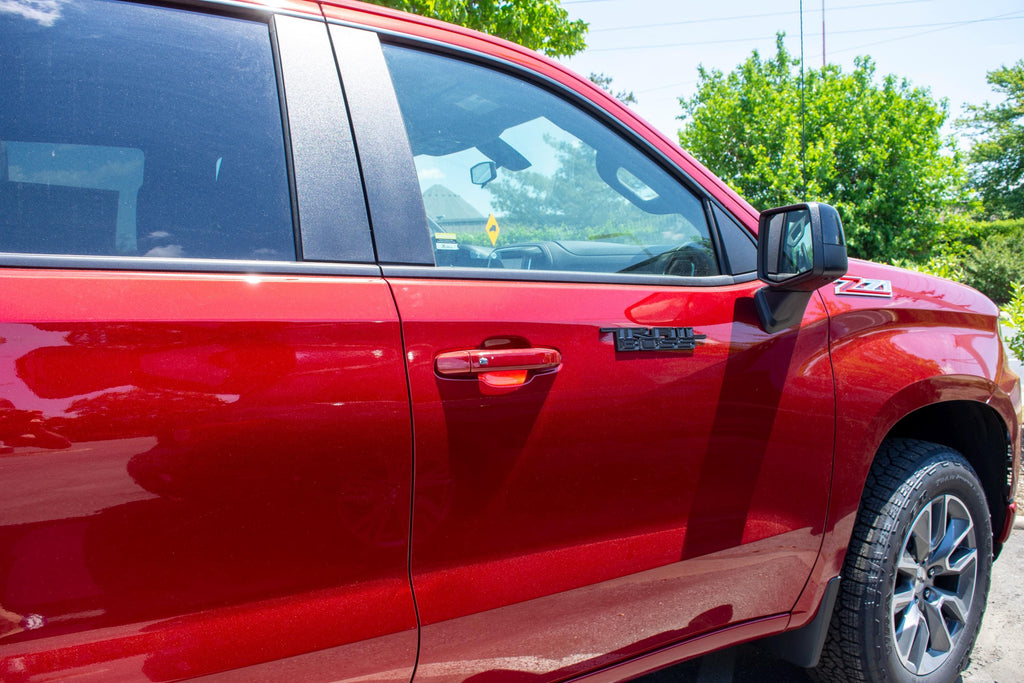 Black Custom 1/8" Thick Trailboss Bedside Emblem Badge with Adhesive - 12'' x 1.8'' - ABS Plastic