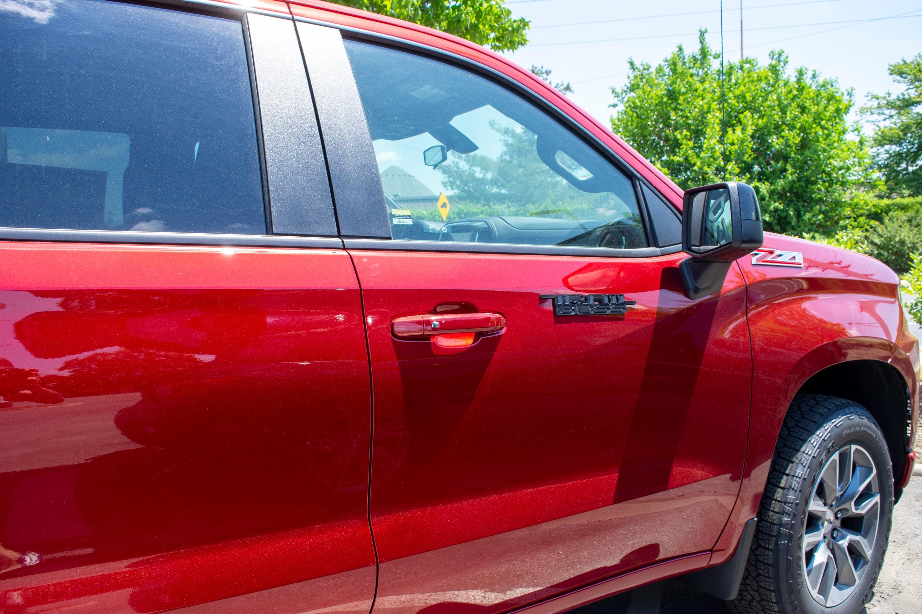 Black Custom 1/8" Thick Trailboss Bedside Emblem Badge with Adhesive - 12'' x 1.8'' - ABS Plastic