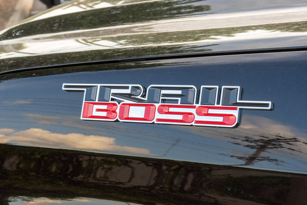 Custom 1/8" Thick Trailboss Bedside Emblem Badge with Adhesive - 12'' x 1.8'' - ABS Plastic