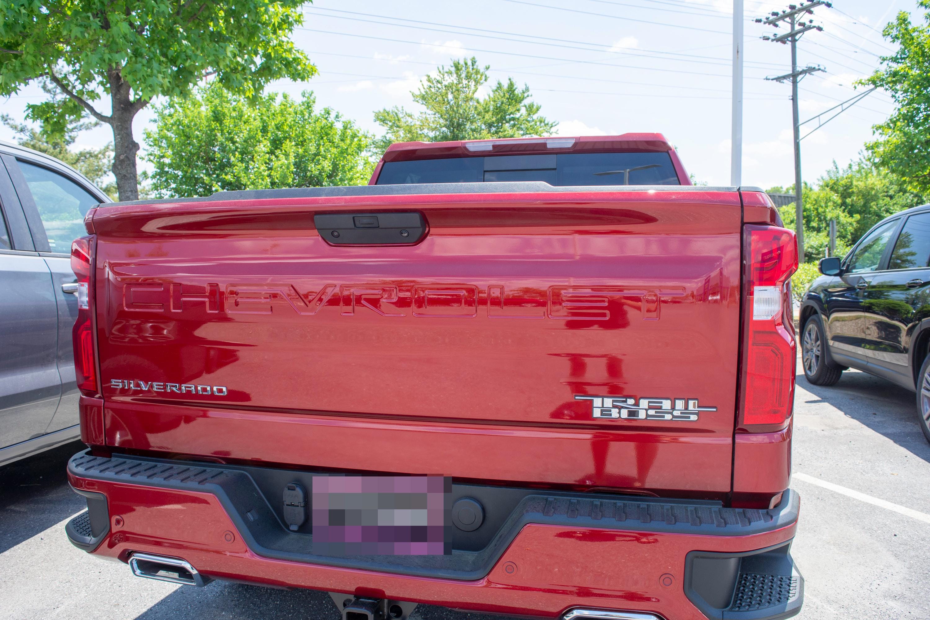 Chrome with Black outline Custom 1/8" Thick Trailboss Bedside Emblem Badge with Adhesive - 12'' x 1.8'' - ABS Plastic