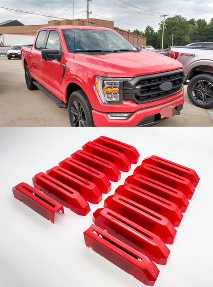 Gloss Race Red Grille Insert Trim Compatible with 2021-2023 Ford F-150 XL/XLT - Adhesive Backed Custom Fit Overlay