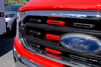 Gloss Race Red Grille Insert Trim Compatible with 2021-2023 Ford F-150 XL/XLT - Adhesive Backed Custom Fit Overlay