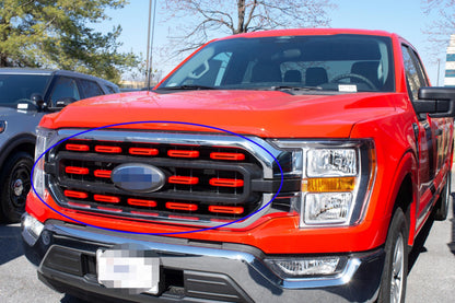 Gloss Race Red Grille Insert Trim Compatible with 2021-2023 Ford F-150 XL/XLT - Adhesive Backed Custom Fit Overlay