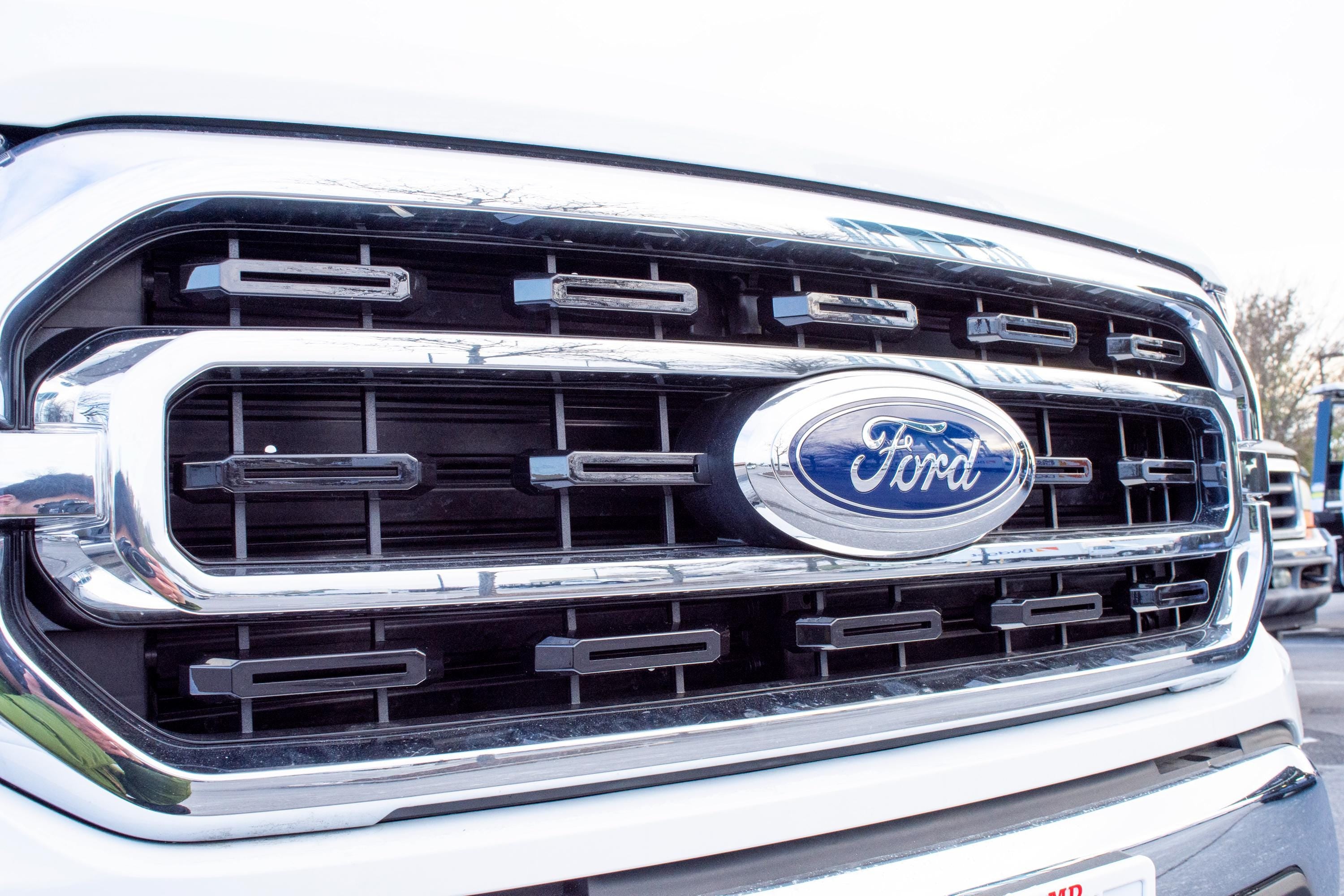 Gloss Black Grille Insert Trim Compatible with 2021-2023 Ford F-150 XL/XLT - Adhesive Backed Custom Fit Overlay