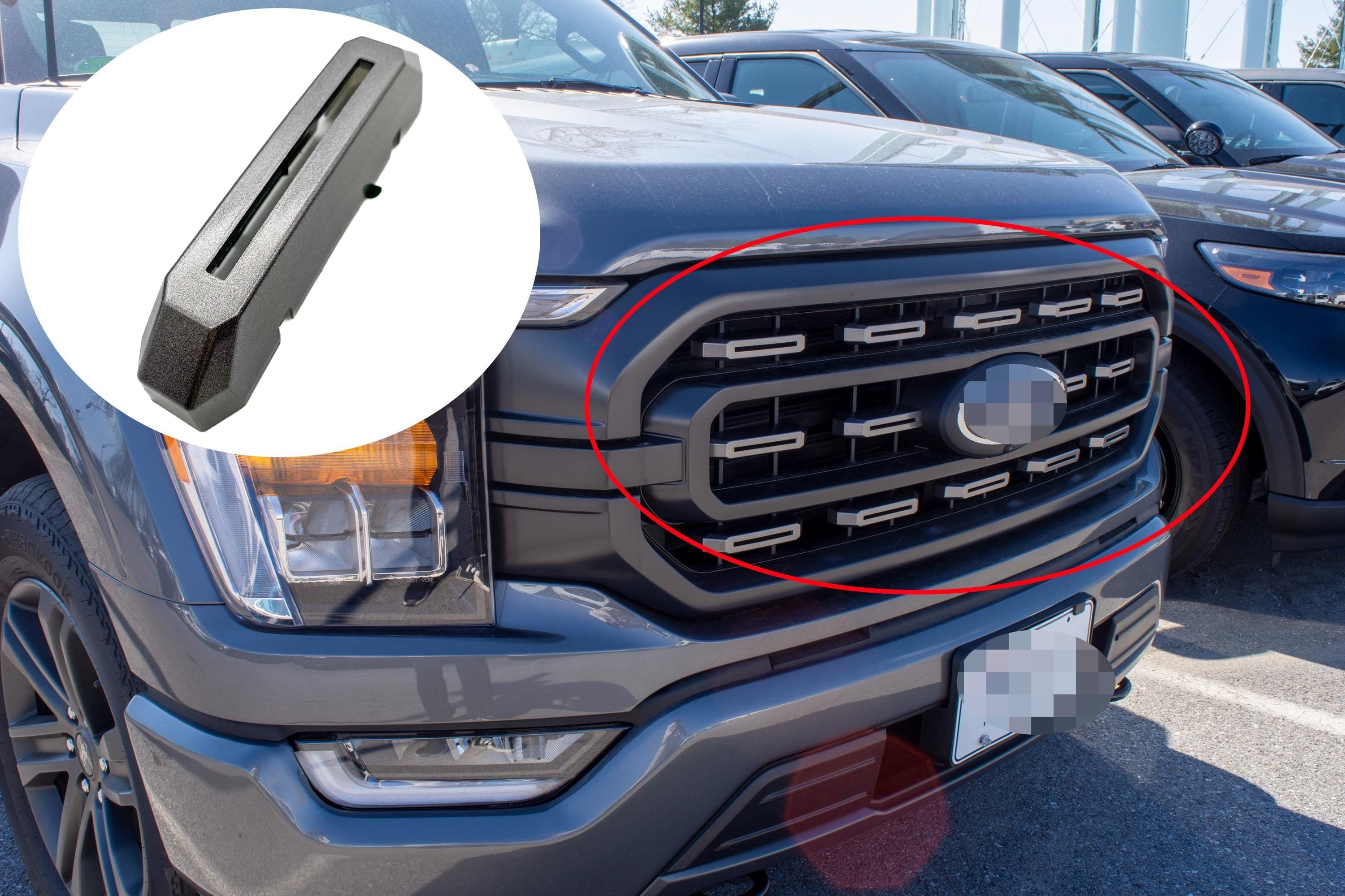 Carbonized Gray Metallic Grille Insert Trim Compatible with 2021-2023 Ford F-150 XL/XLT - Adhesive Backed Custom Fit Overlay