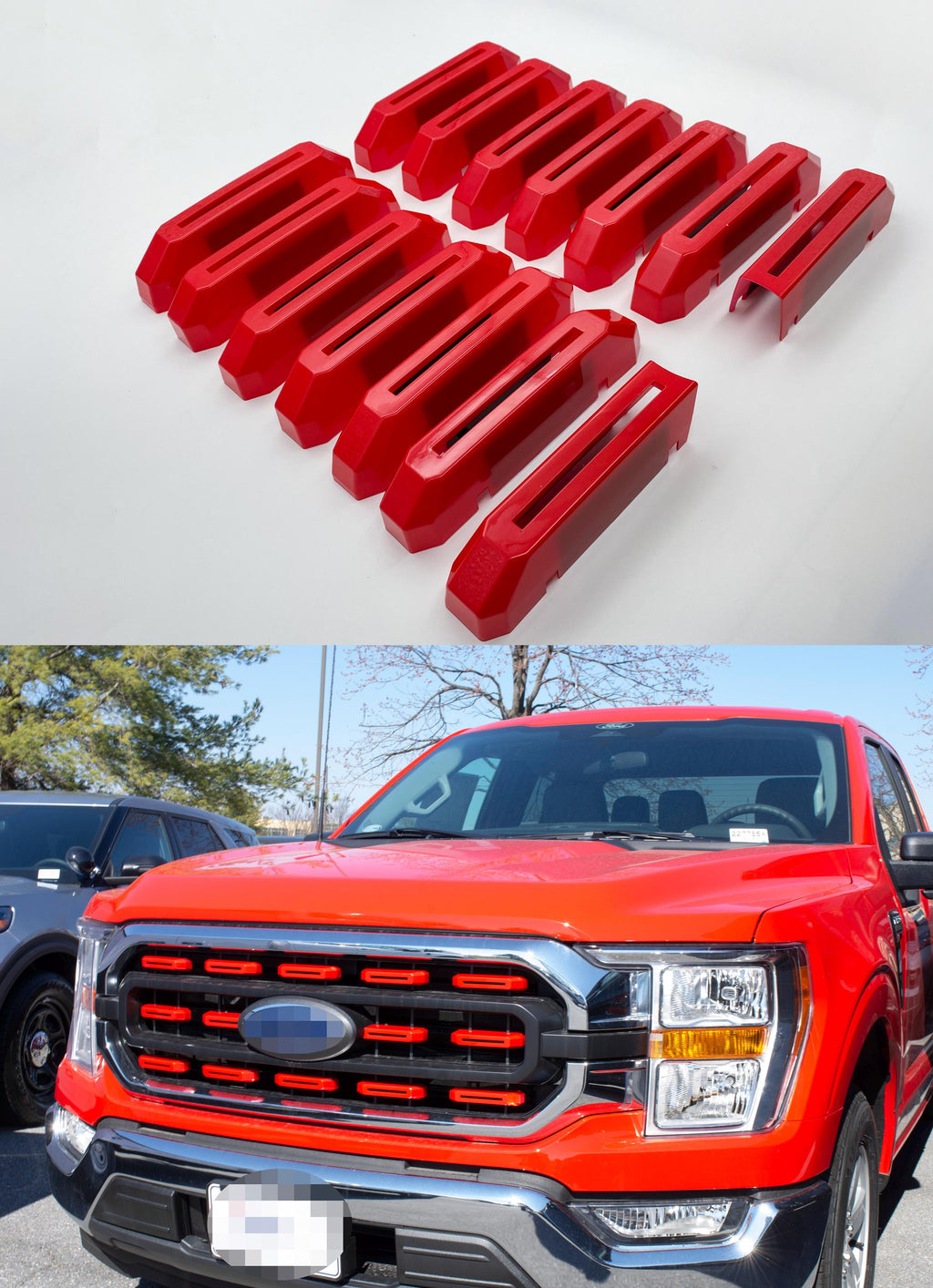 Chrome Grille Insert Trim Compatible with 2021-2023 Ford F-150 XL/XLT - Adhesive Backed Custom Fit Overlay