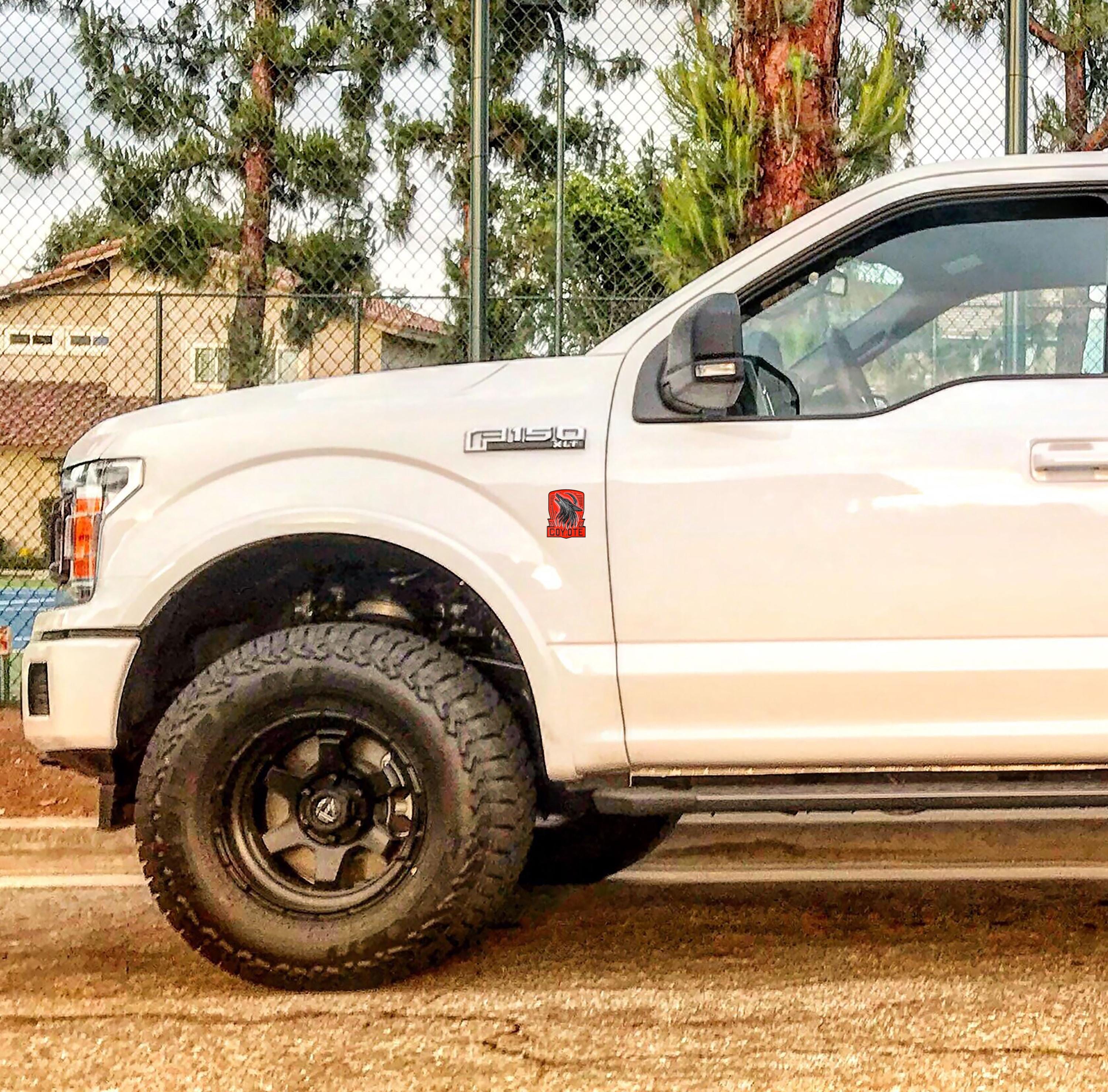 Coyote Emblem – Mustang Accessories for Fender / Door | OEM+ Style, 4"x4" Black RED