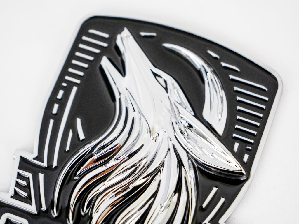 Coyote Emblem – Mustang Accessories for Fender / Door | OEM+ Style, 4"x4" Chrome Black