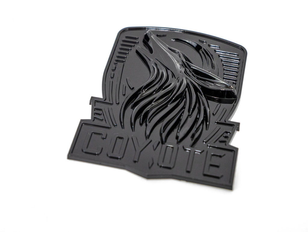 Coyote Emblem – Mustang Accessories for Fender / Door | OEM+ Style, 4"x4" Gloss Black