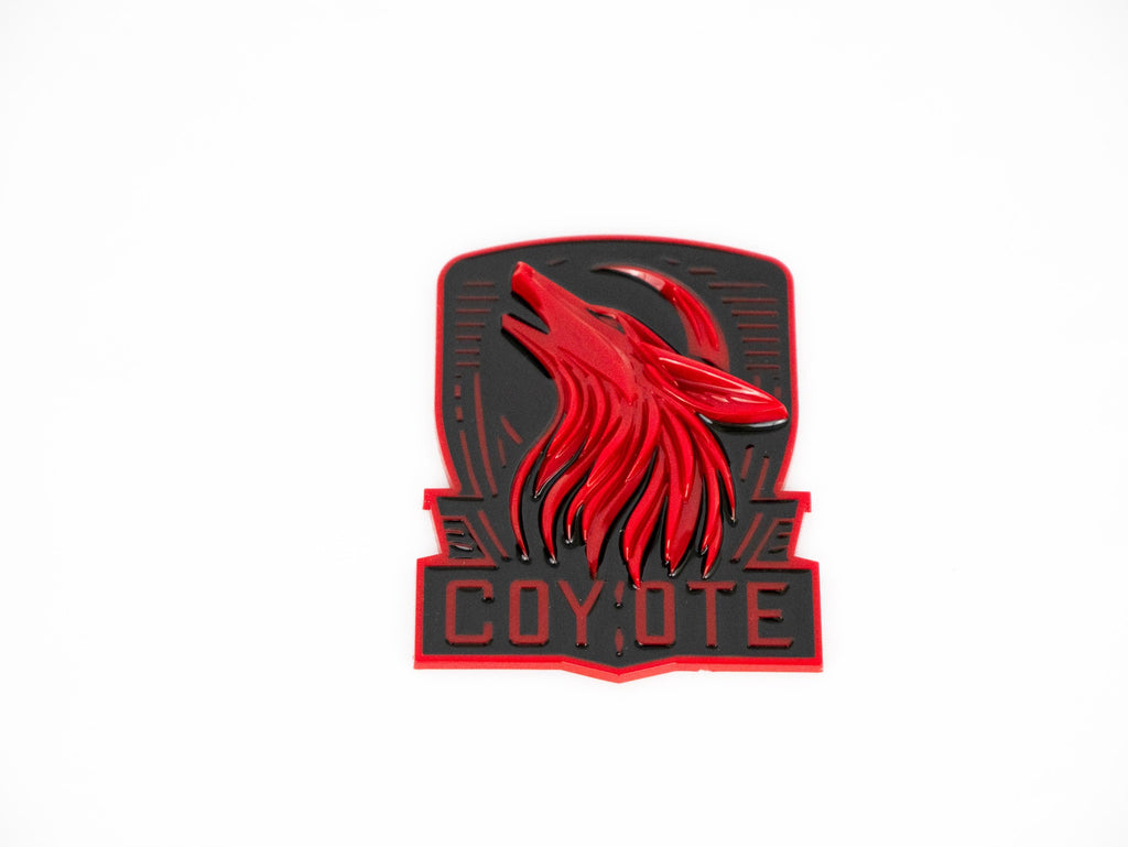 Coyote Emblem – Mustang Accessories for Fender / Door | OEM+ Style, 4"x4" Red Black