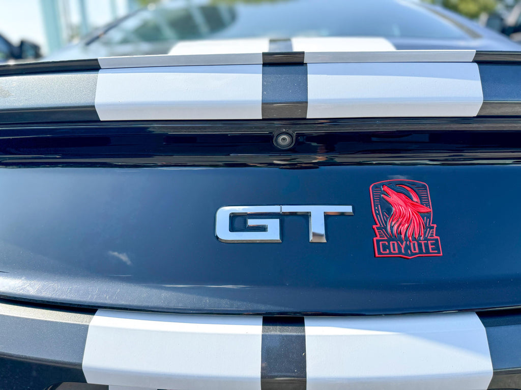Coyote Emblem – Mustang Accessories for Fender / Door | OEM+ Style, 4"x4" Red Black
