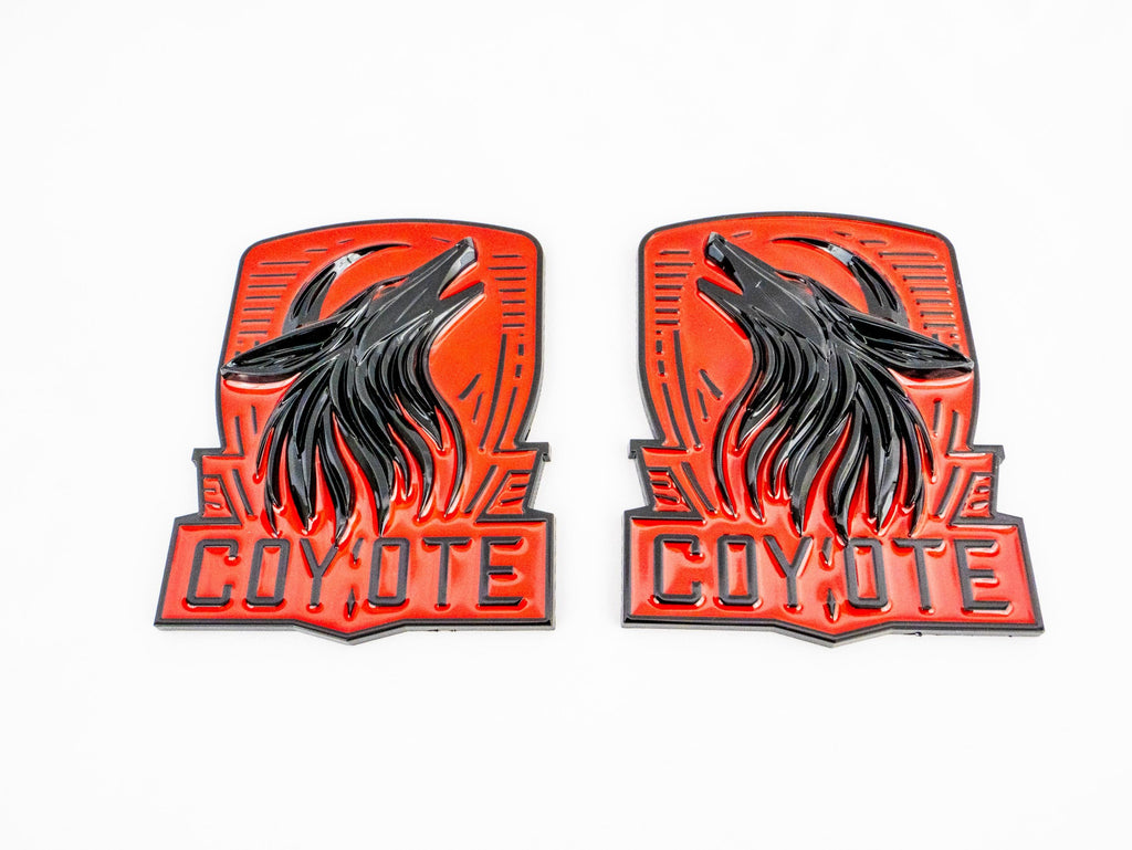 Coyote Emblem – Mustang Accessories for Fender / Door | OEM+ Style, 4"x4" Red Black