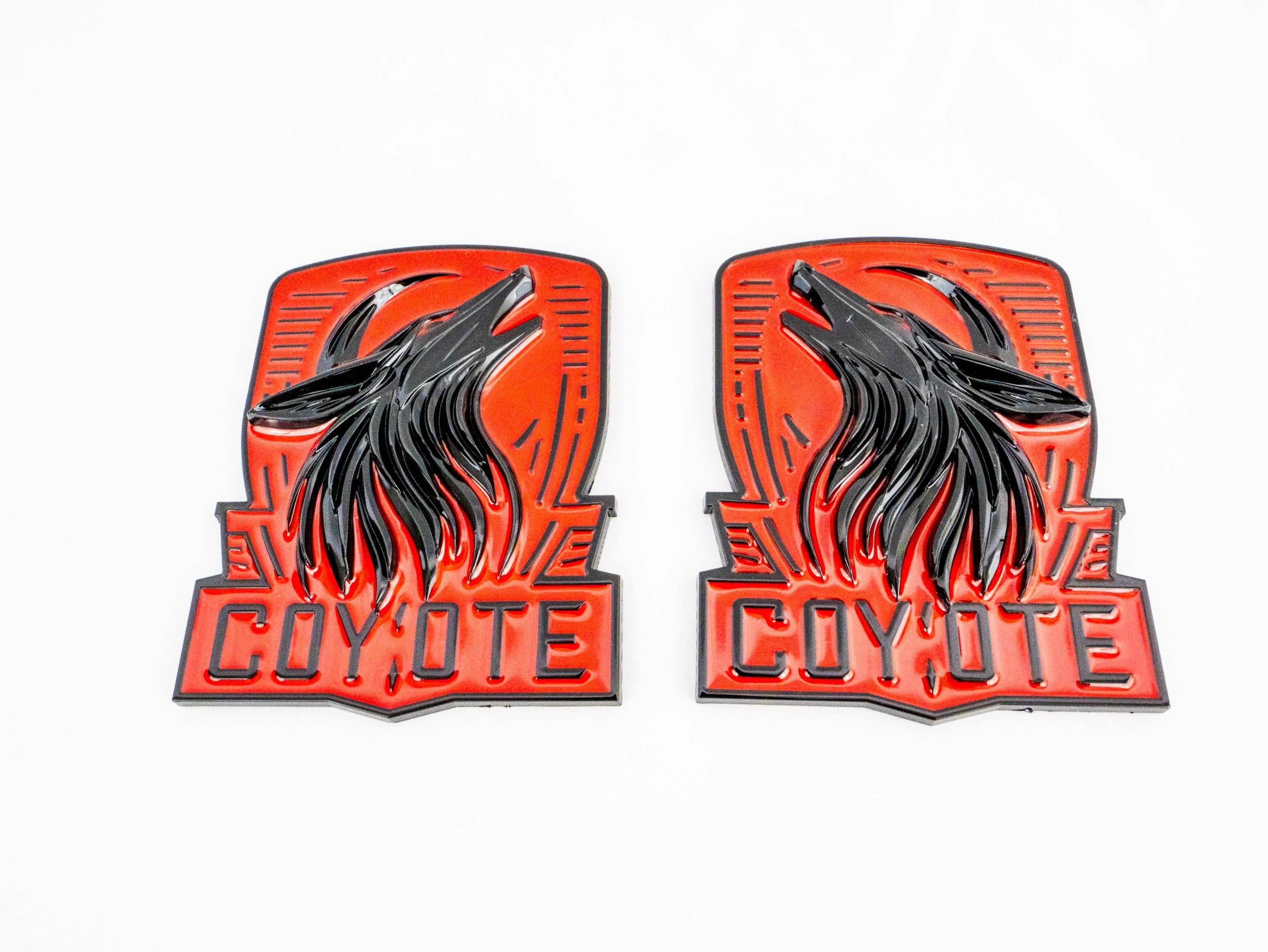 Coyote Emblem – Mustang Accessories for Fender / Door | OEM+ Style, 4"x4" Red Black