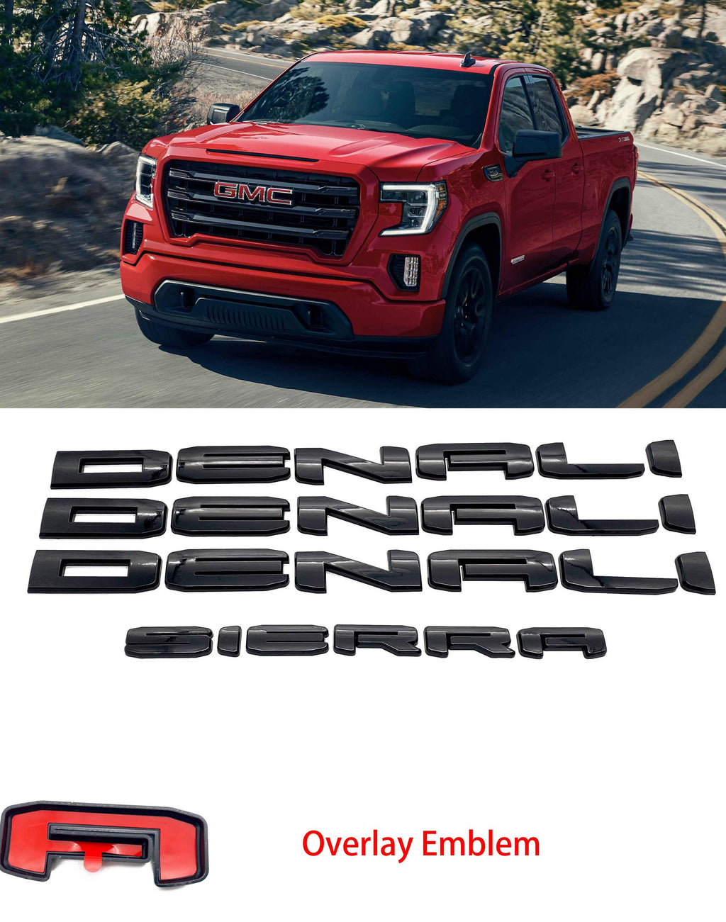 Doors Tailgate Sierra Denali 4x4 overlay Emblems Fits 2019-2025 GMC Sierra 1500 Denali 4X4