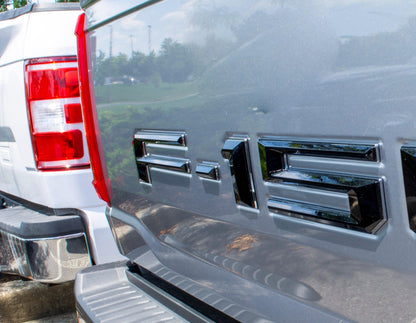 Black on Chrome Raised Tailgate Insert Letters Tailgate Letters Insert Plastic ABS Badge Fits 2021-2025 Ford F-150 F150 Tailgate