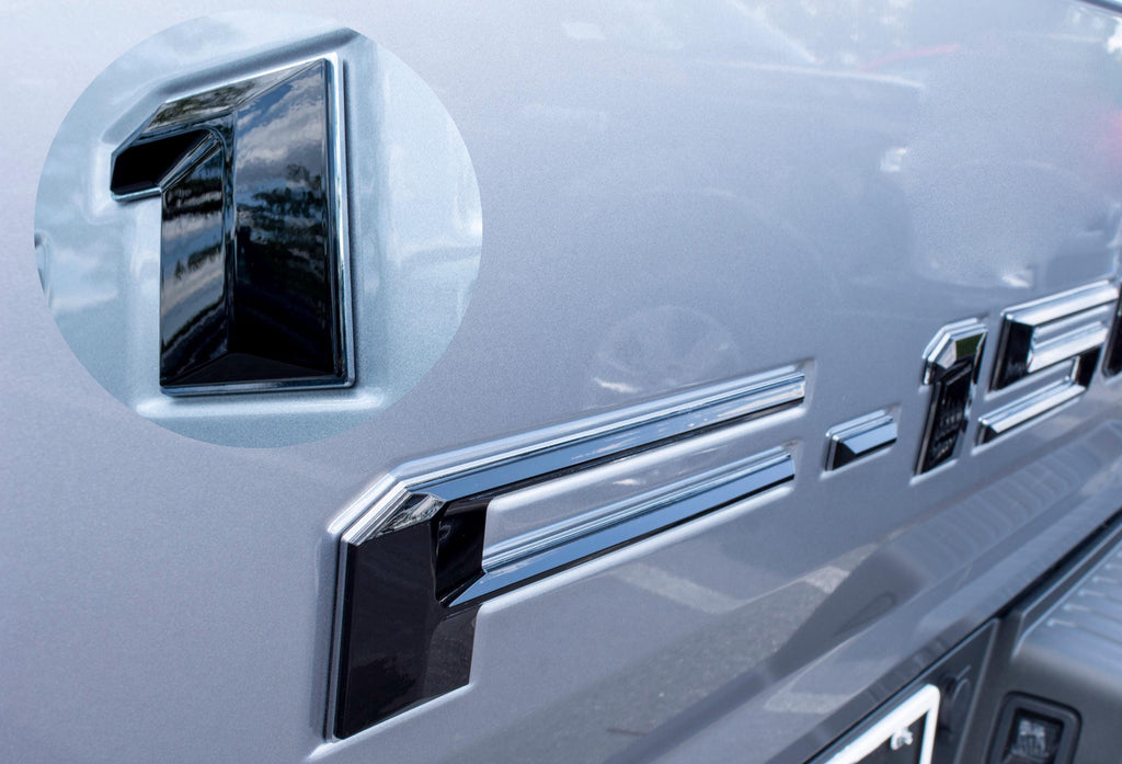 Black on Chrome Raised Tailgate Insert Letters Tailgate Letters Insert Plastic ABS Badge Fits 2021-2025 Ford F-150 F150 Tailgate