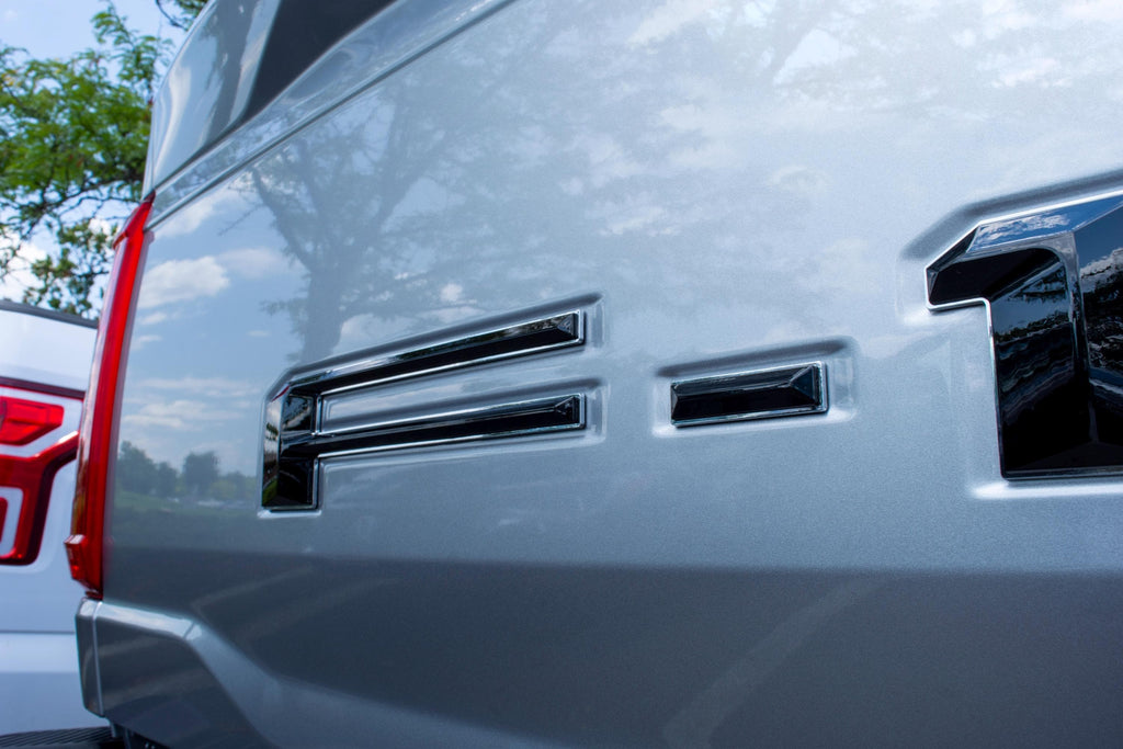 Black on Chrome Raised Tailgate Insert Letters Tailgate Letters Insert Plastic ABS Badge Fits 2021-2025 Ford F-150 F150 Tailgate