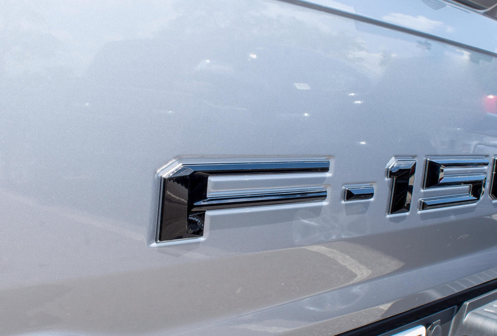 Black on Chrome Raised Tailgate Insert Letters Tailgate Letters Insert Plastic ABS Badge Fits 2021-2025 Ford F-150 F150 Tailgate