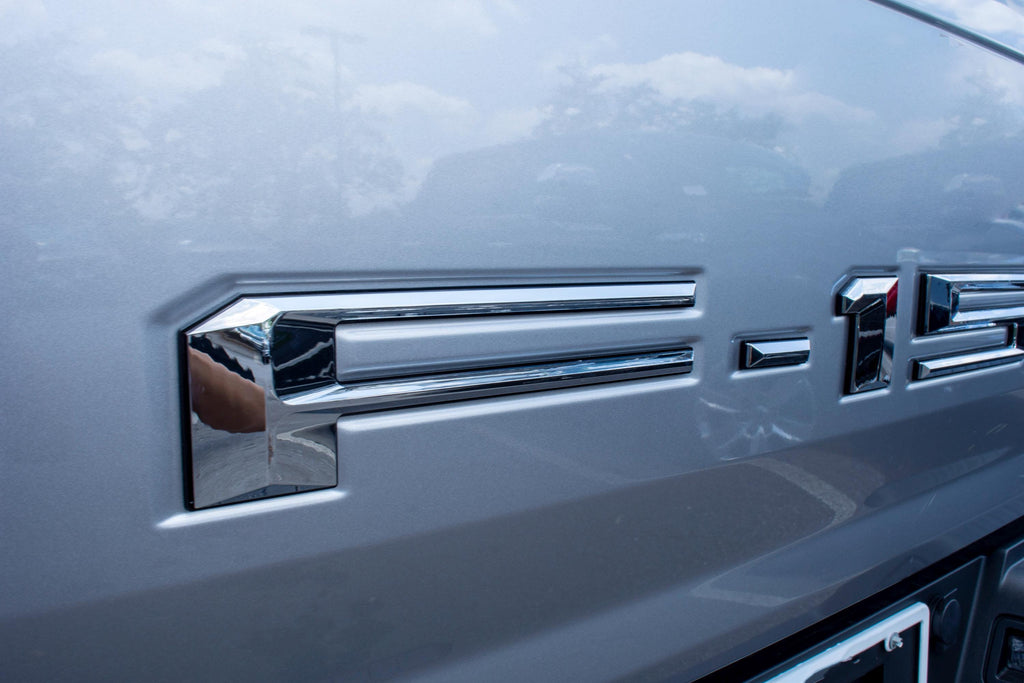 Chrome on Black Raised Tailgate Insert Letters Tailgate Letters Insert Plastic Badge Fits 2021-2025 Ford F-150 F150 Protailgate Pro Tailgate