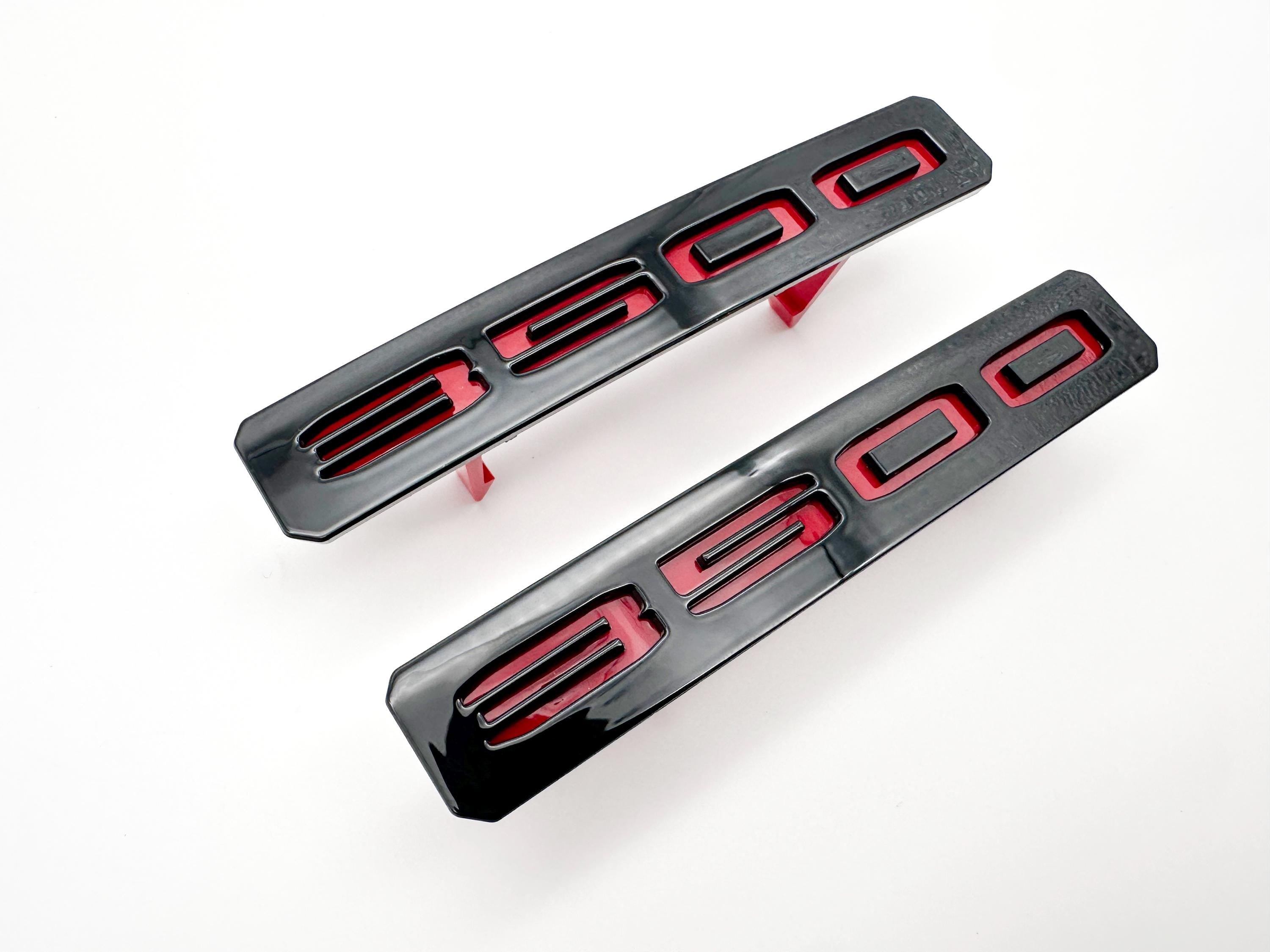 Gloss Black and Red Front Bumper Fascia Fender 3500HD Emblems - Replacement for 2024+ GMC Sierra 3500HD