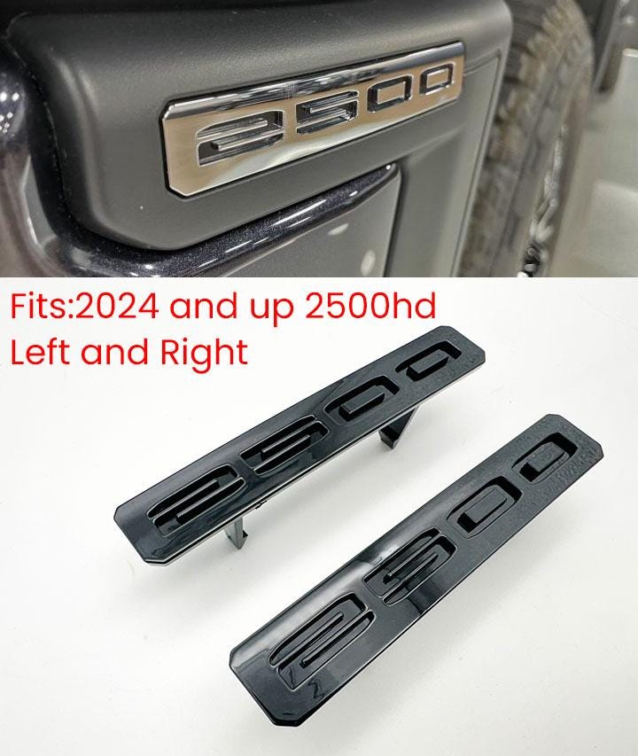 Gloss Black and Red Front Bumper Fascia Fender 2500HD Emblems - Replacement for 2024+ GMC Sierra 2500HD