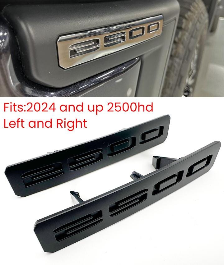 Gloss Black and Red Front Bumper Fascia Fender 2500HD Emblems - Replacement for 2024+ GMC Sierra 2500HD