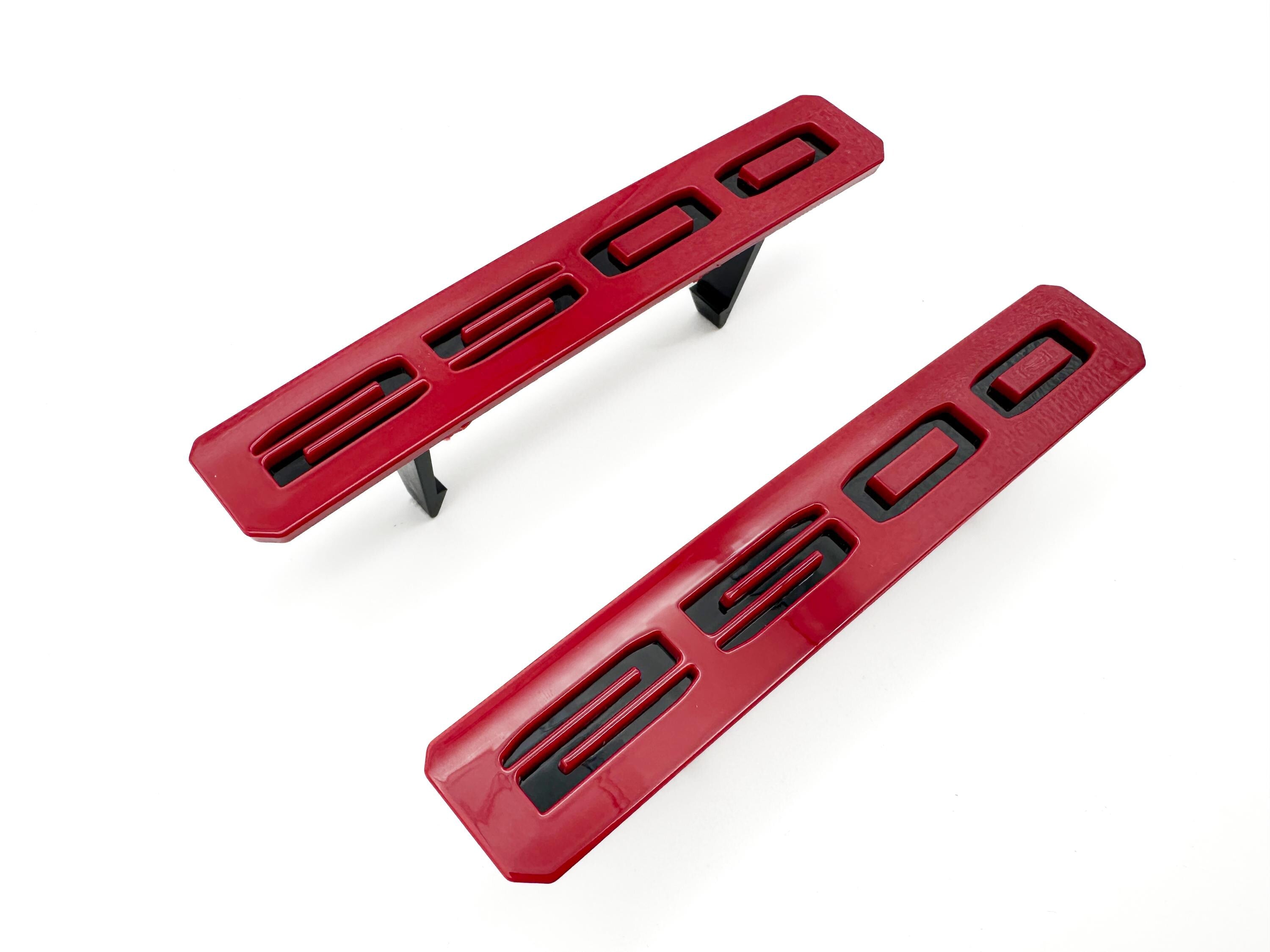 Gloss Black and Red Front Bumper Fascia Fender 2500HD Emblems - Replacement for 2024+ GMC Sierra 2500HD