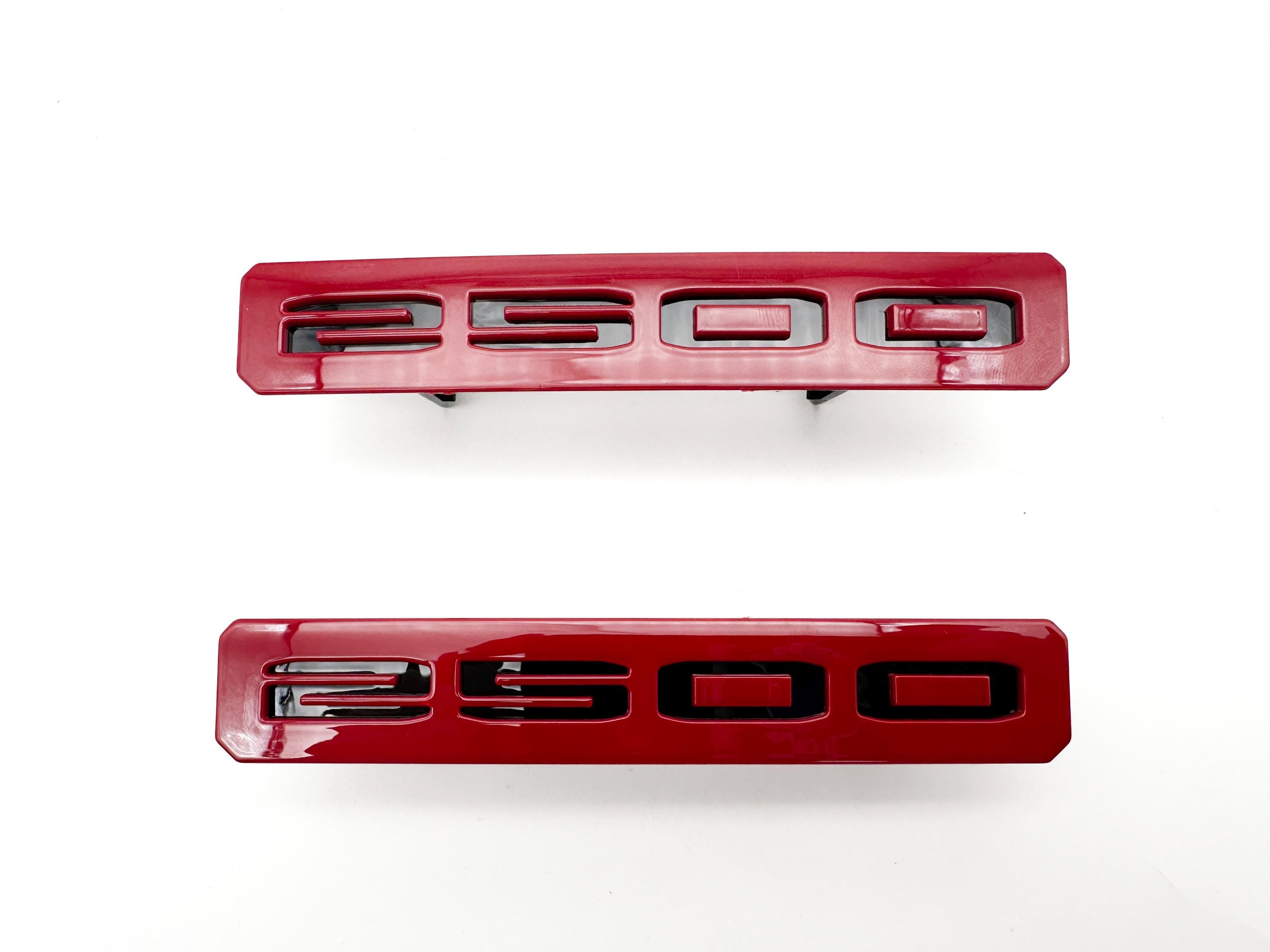 Black with Red Front Bumper Fascia Fender 2500HD Emblems - Replacement for 2024+ GMC Sierra 2500HD