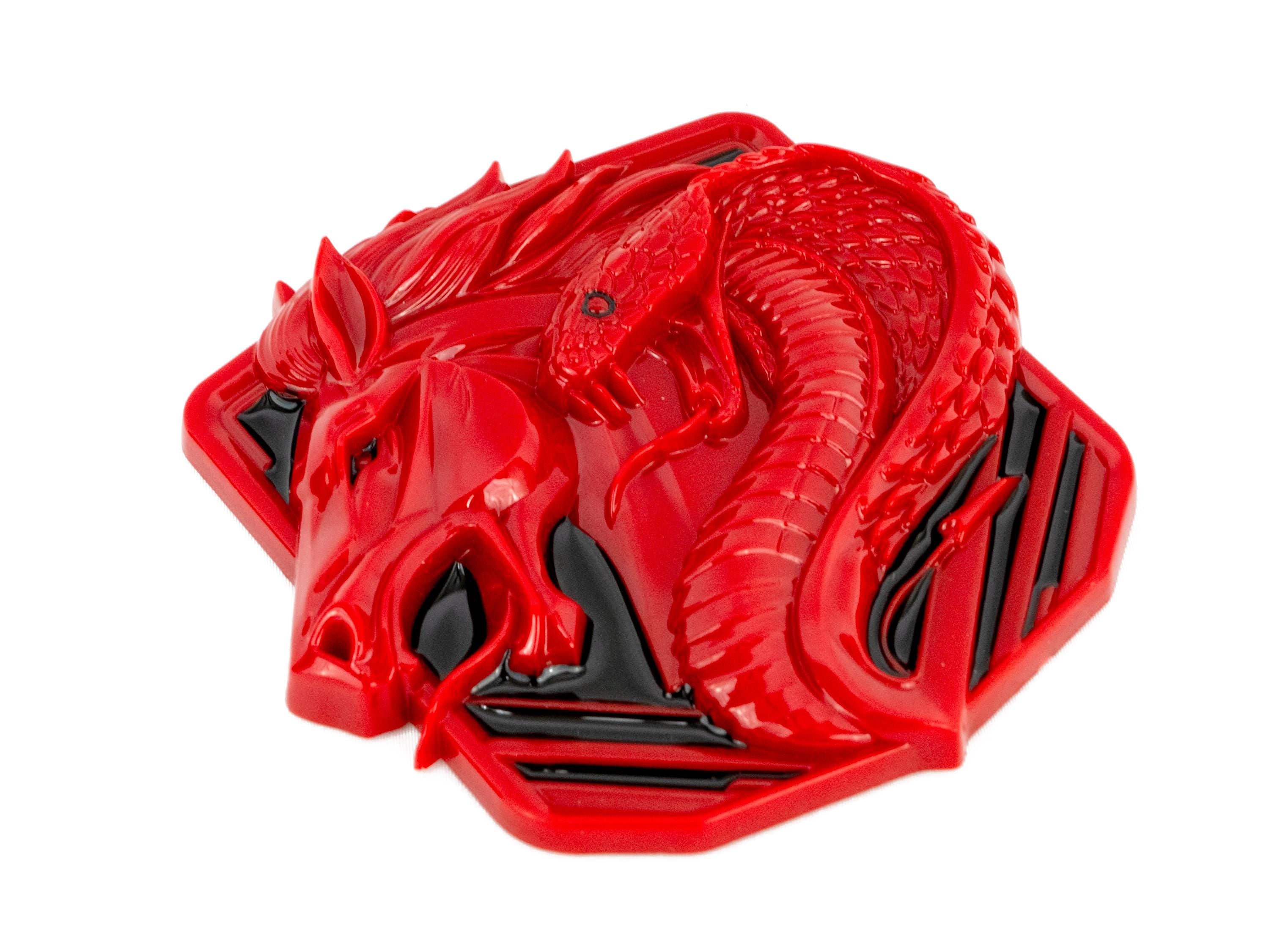 Coyote Emblem – Mustang Accessories for Fender / Door | OEM+ Style, 4"x4" RED Black