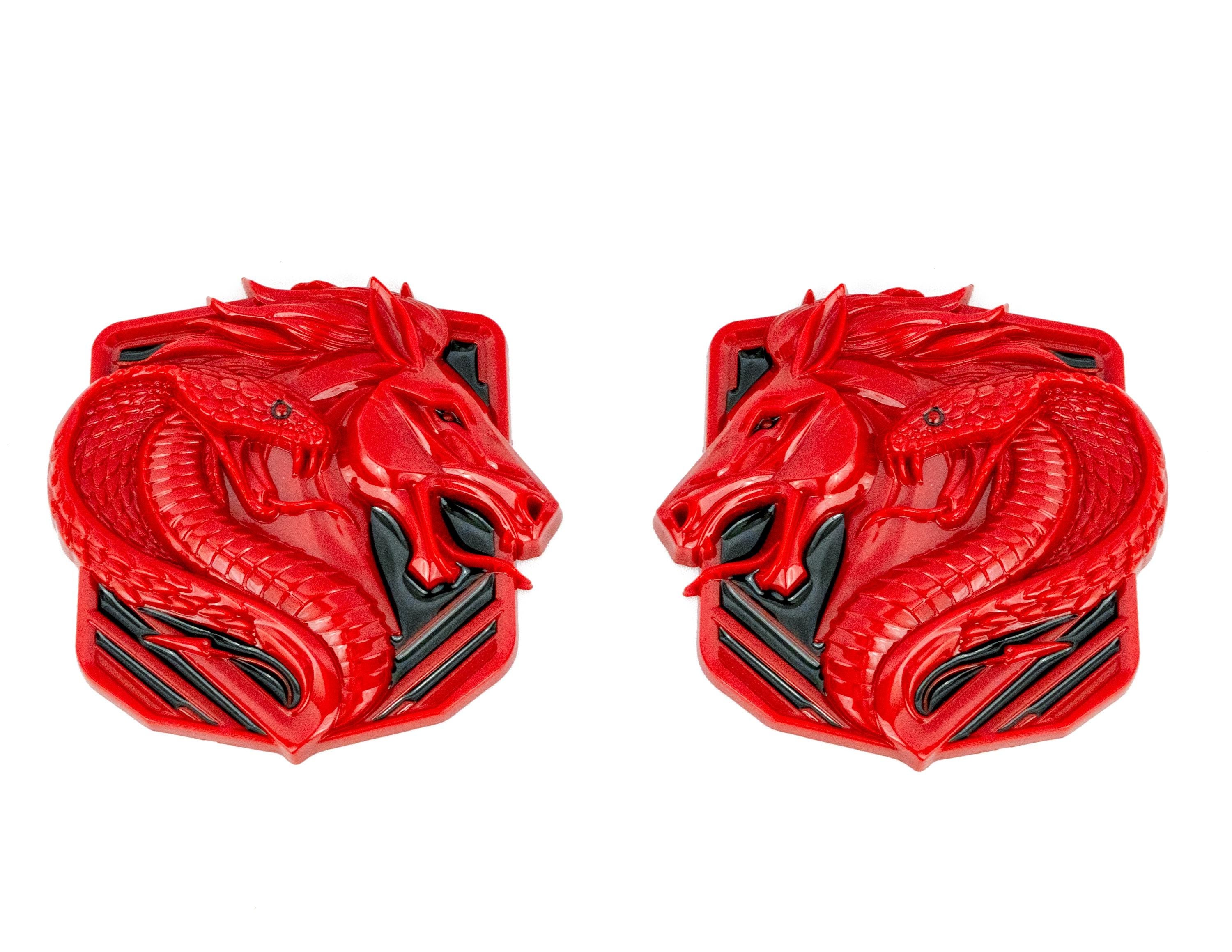 Coyote Emblem – Mustang Accessories for Fender / Door | OEM+ Style, 4"x4" RED Black