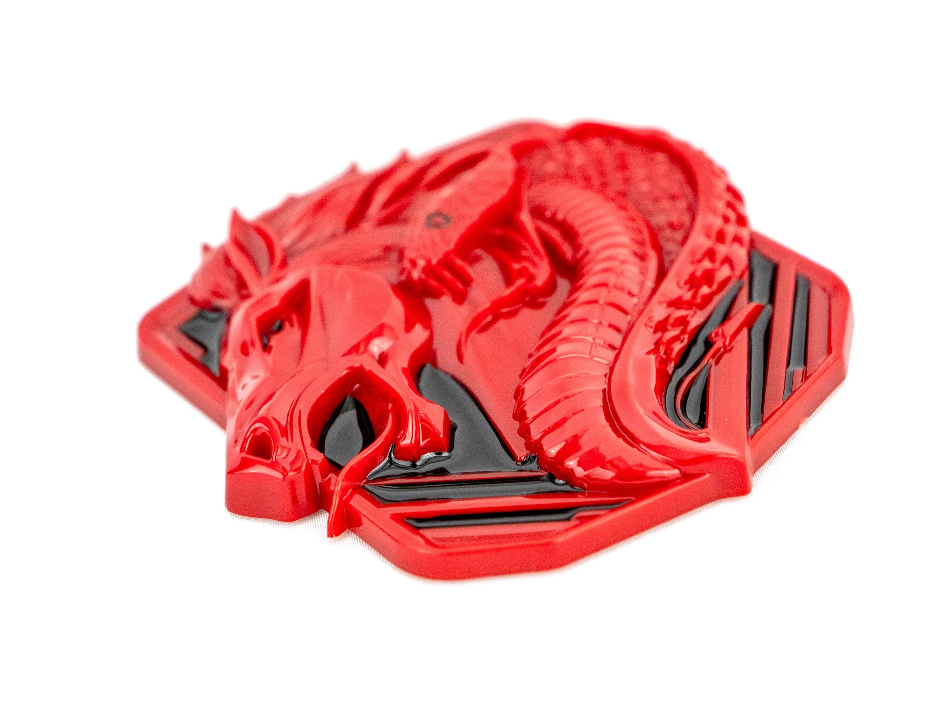 Coyote Emblem – Mustang Accessories for Fender / Door | OEM+ Style, 4"x4" RED Black