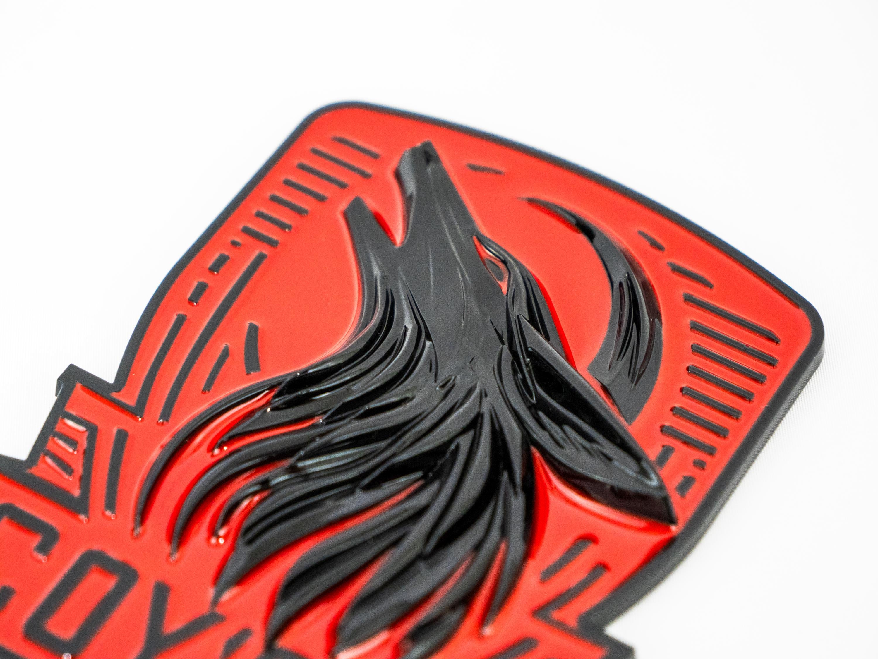 Coyote Emblem – Mustang Accessories for Fender / Door | OEM+ Style, 4"x4" Black RED