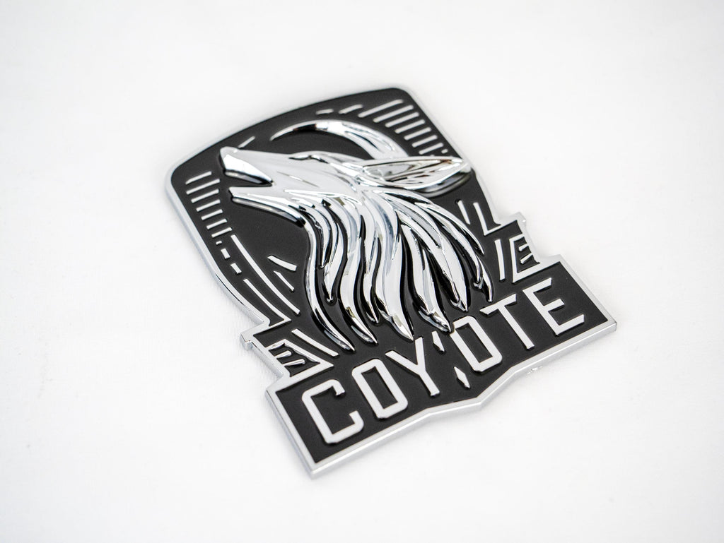 Coyote Emblem – Mustang Accessories for Fender / Door | OEM+ Style, 4"x4" Chrome Black